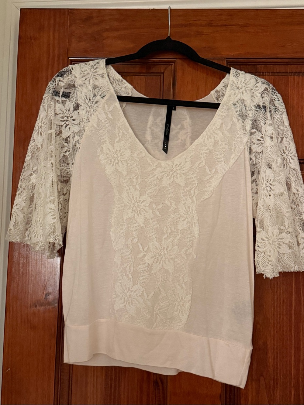 Bellatrix Lace Sleeve V-Neck Blouse in Ivory Cream